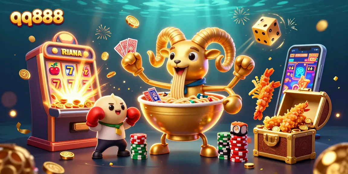 Experience the thrill of winning at qq888 casino with a vibrant 3D illustration featuring dynamic characters and exciting elements.