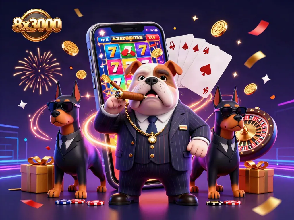 Engage with the gaming thrills of 8x3000 as a bulldog mafia boss leads a dynamic casino scene.