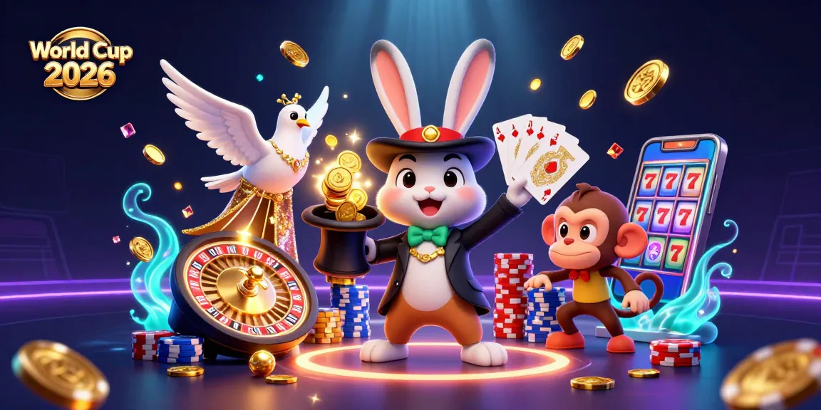 Engage with the excitement of World Cup 2026 through a dazzling illustration featuring a magician and casino elements.