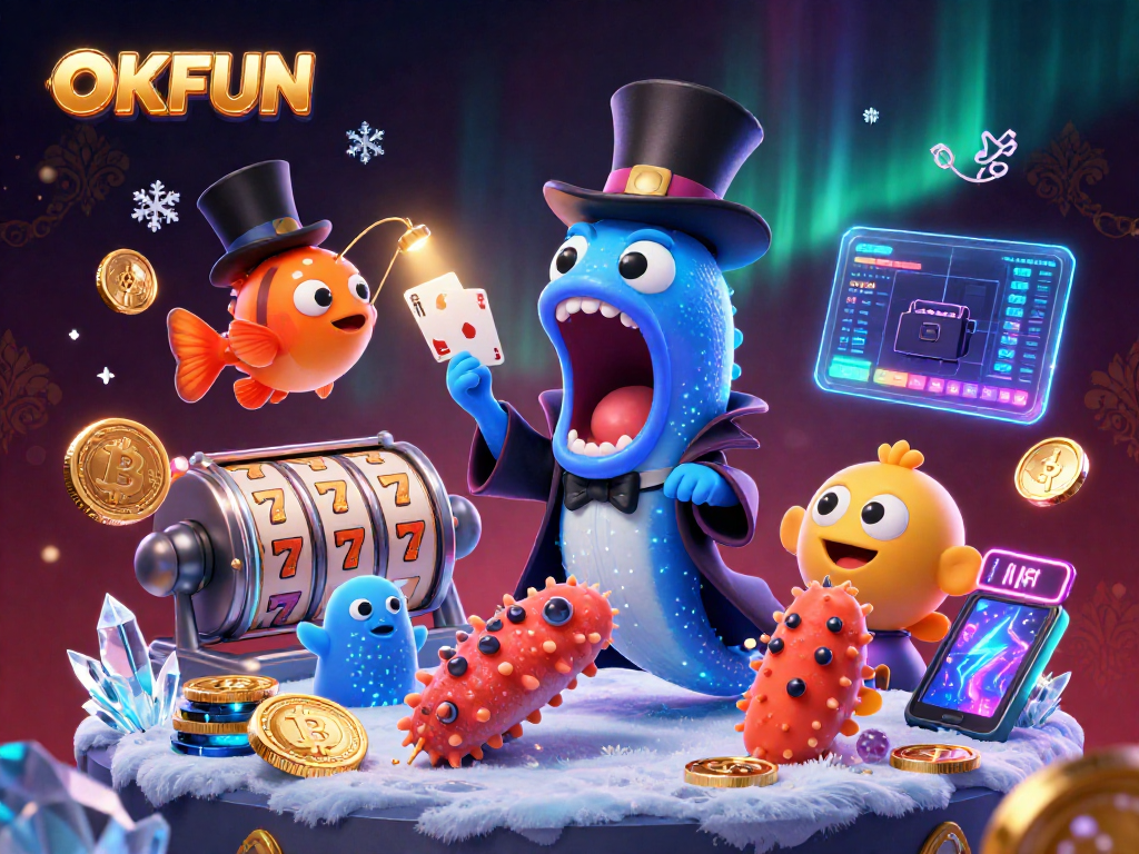 Engage in thrilling gaming with OKFUN's vibrant casino magic scene featuring unique 3D characters.
