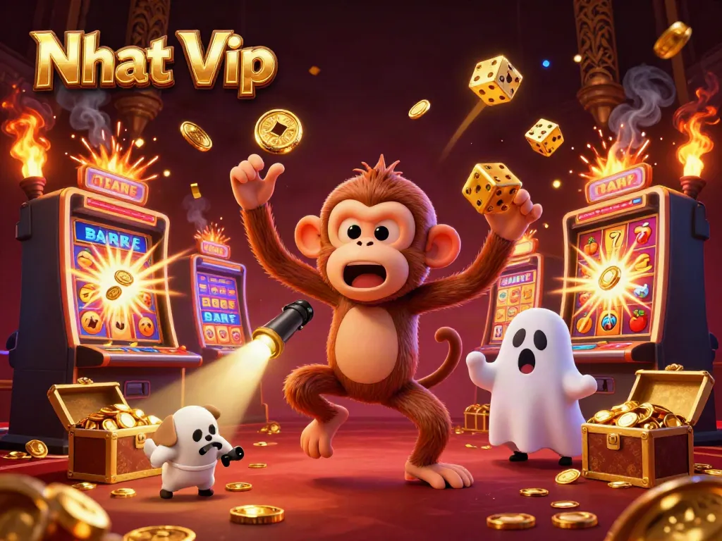Nhat Vip engages players with thrilling jackpot adventures in a dynamic casino scene.