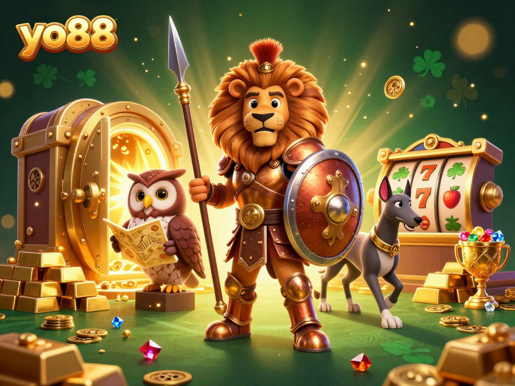Discover yo88's rich casino scene with Spartan lion, owl strategist, and greyhound messenger.