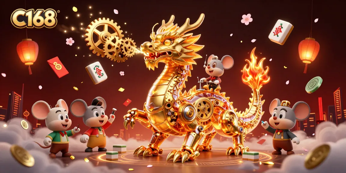 C168 enhances your gaming with vibrant slots, dragon-themed elements, and festive decorations.