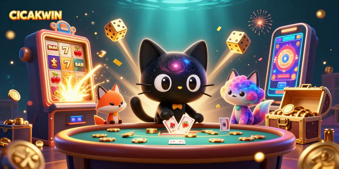 CICAKWIN jackpot scene with vibrant characters and explosive casino symbols showcasing thrilling gaming action