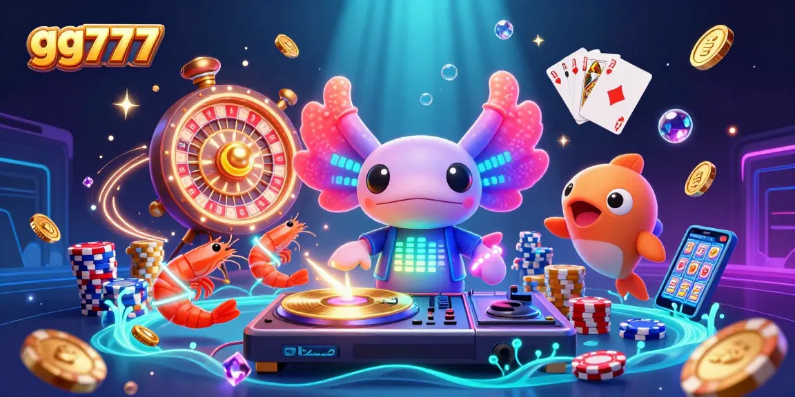 Experience the vibrant gaming scenes of gg777 with neon characters and lively casino elements!