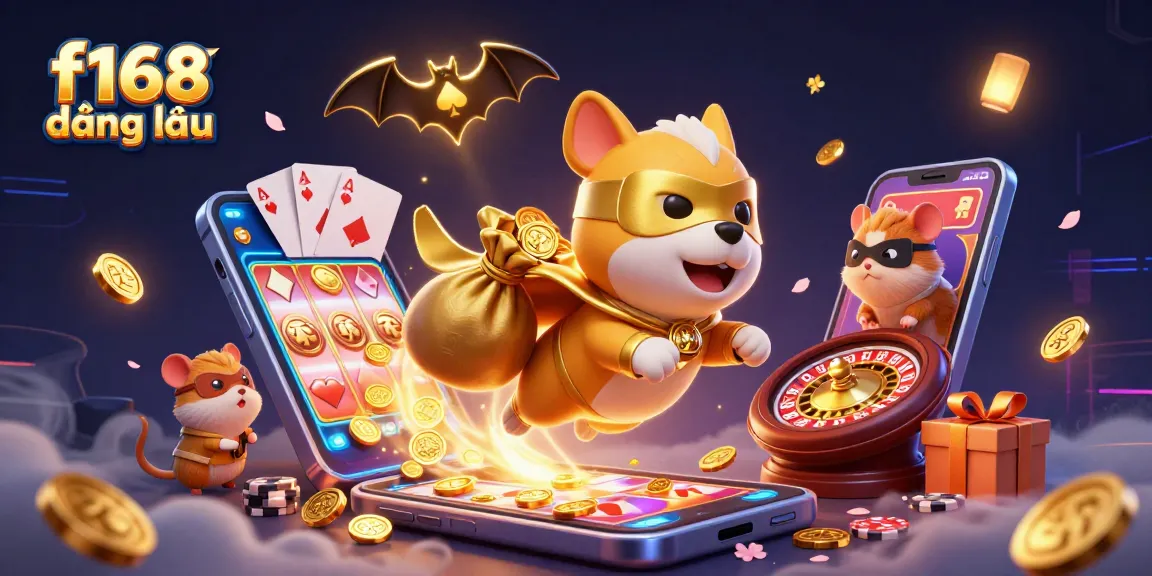 Join the excitement with f168 đăng nhập, as a superhero dog and hamster take on thrilling games!